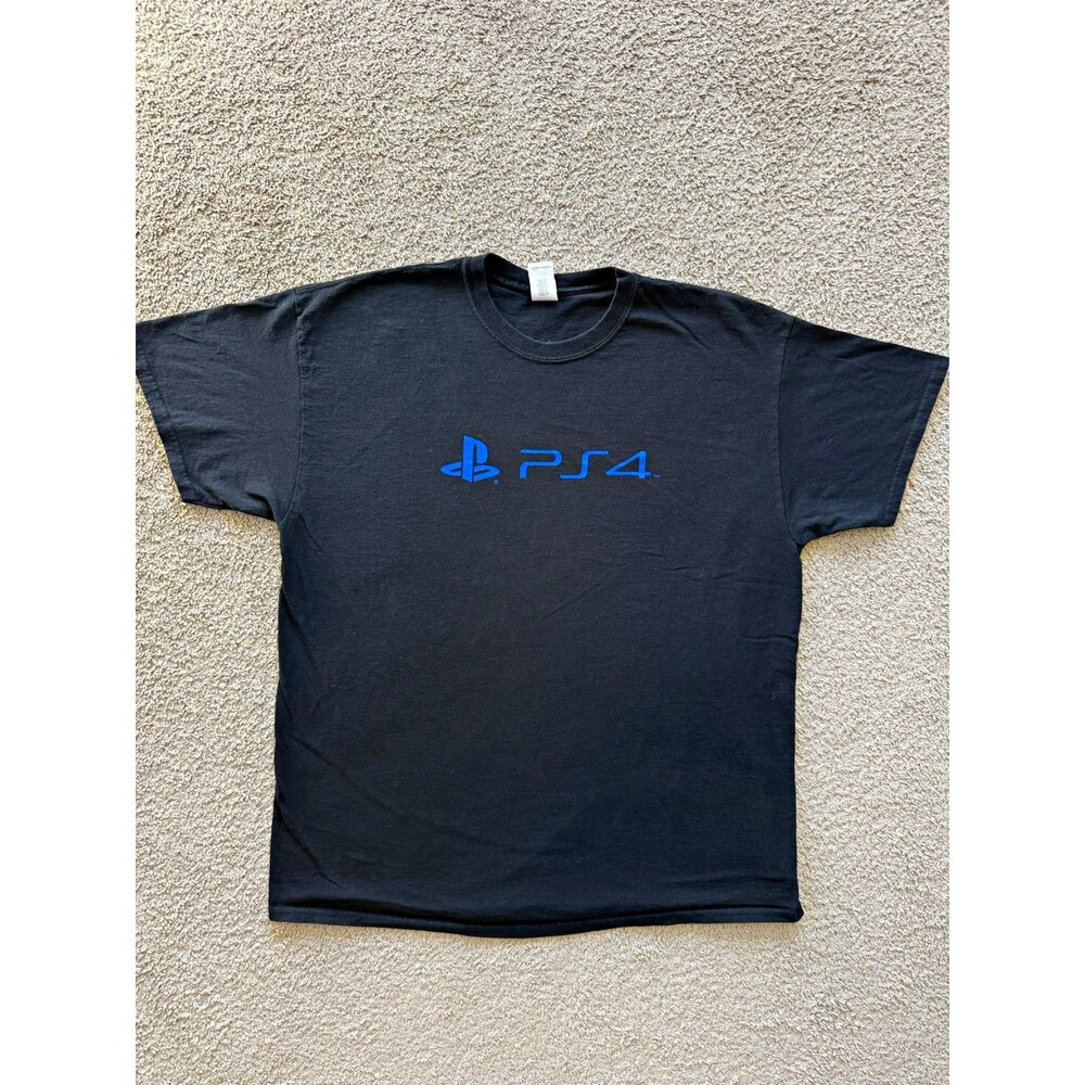 Gildan Heavy Cotton PlayStation PS4 Logo Black Short Sleeve T-Shirt XL